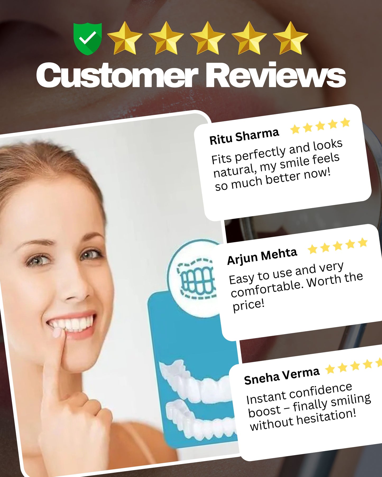 Instant and Confident on Smile Fit Flex Cosmetic Teeth Denture Teeth