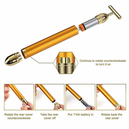 24 Karat Gold Energy Beauty Bar – Electric Facial Massage Roller