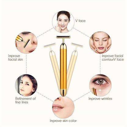 24 Karat Gold Energy Beauty Bar – Electric Facial Massage Roller